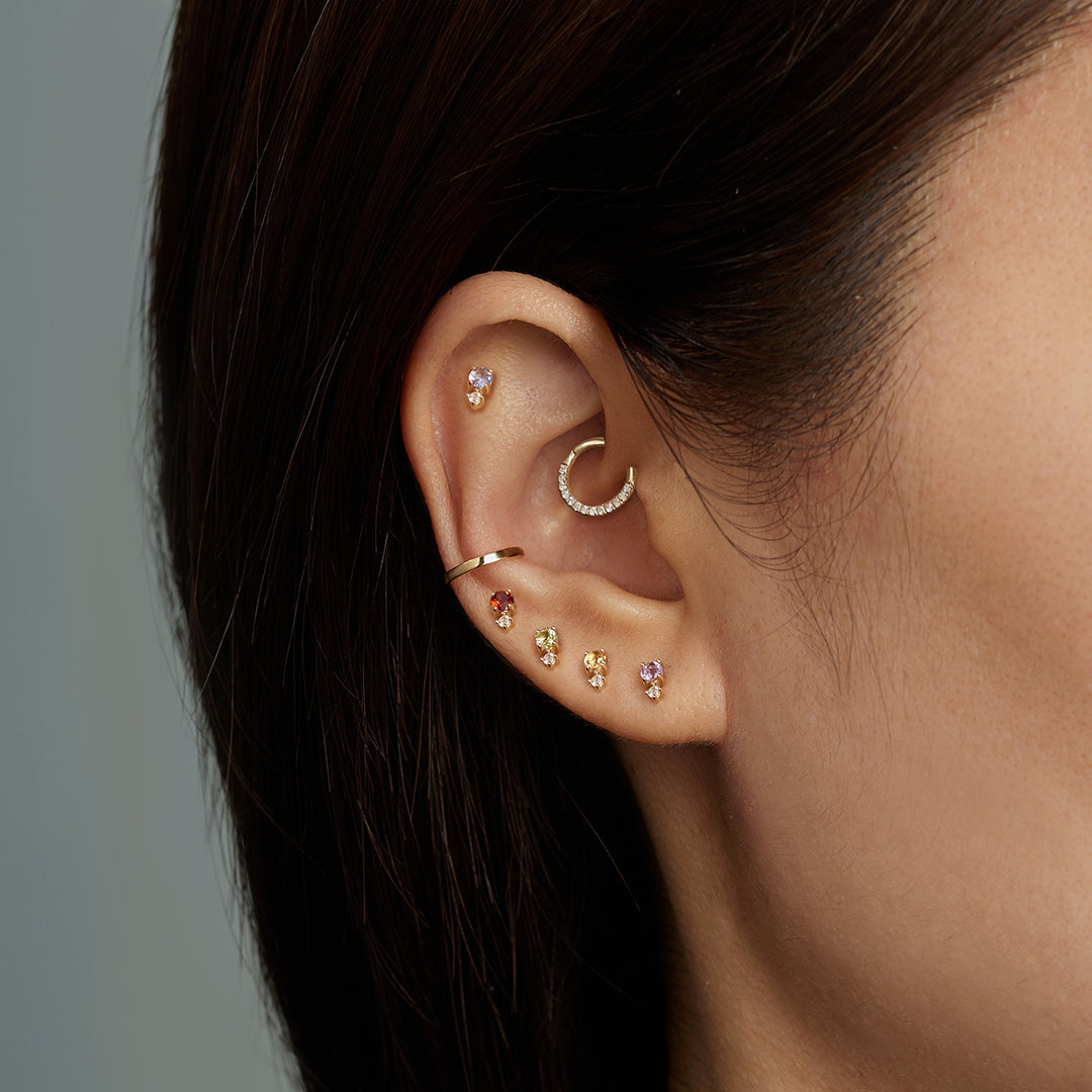 January Birthstone | Garnet and White Sapphire Stud Earring - Image 5