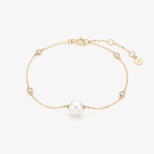 SOLANA | Pearl and Lab Grown Diamond Station Bracelet