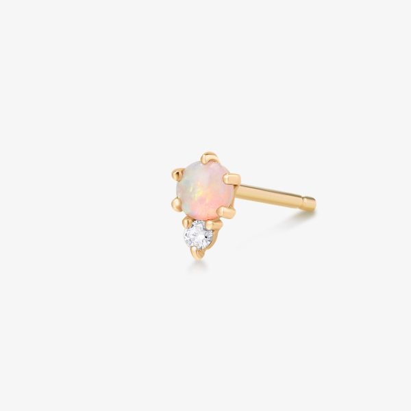 ZENA | Single Opal and Diamond Stud