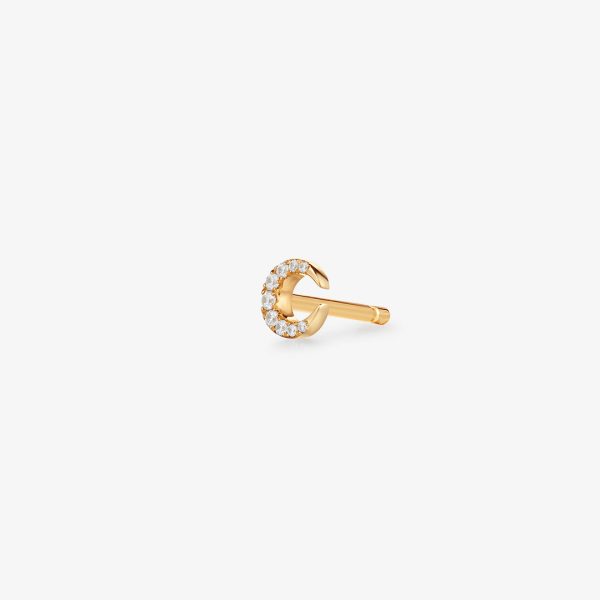 SELENE | Diamond Crescent Moon Single Stud Earring