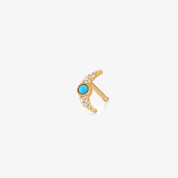 NORA | Turquoise & White Sapphire Crescent Moon Single Earring