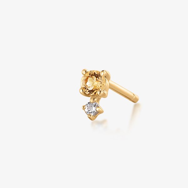 November Birthstone | Citrine and White Sapphire Stud Earring