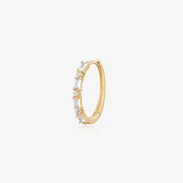 Delaney | Baguette and Round White Sapphire Hoop