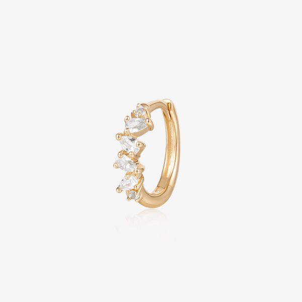 LEIGH | Pear and Round White Sapphire Huggie Hoop