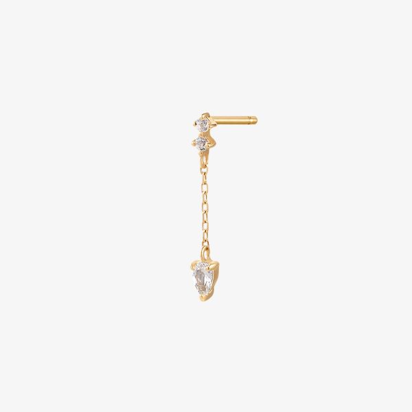 DEWDROP | Pear and Round White Sapphire Drop Stud Earring
