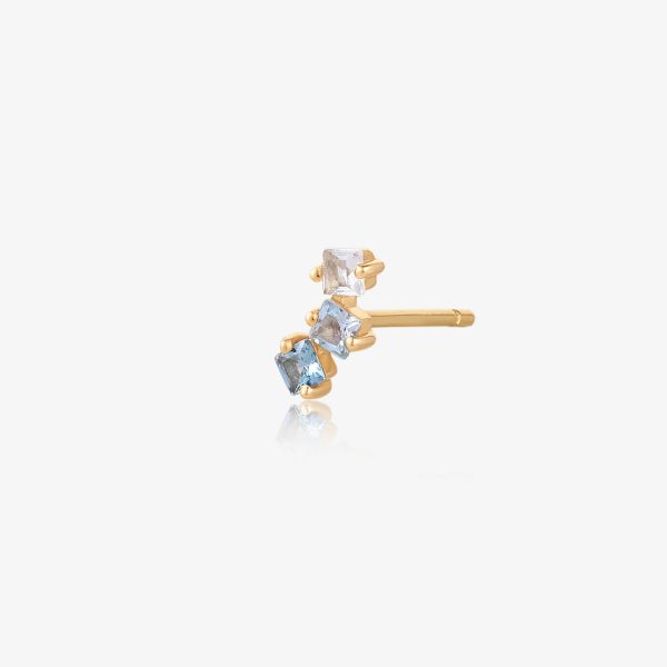 WAVE | Blue Topaz Tri-tone Stud Earring