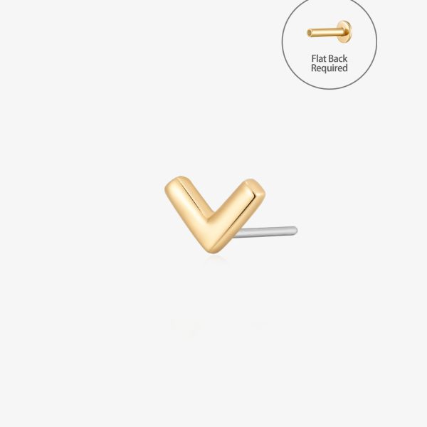 VICTORIA | Gold Wishbone Threadless Flatback Earring