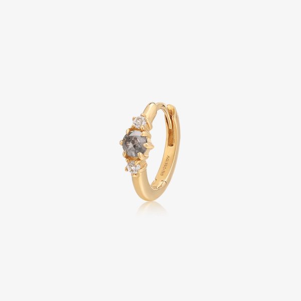 CHANI | Grey Diamond and White Sapphire Huggie Hoop