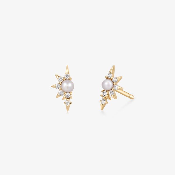 NIXIE | Pearl and White Sapphire Stud Earrings