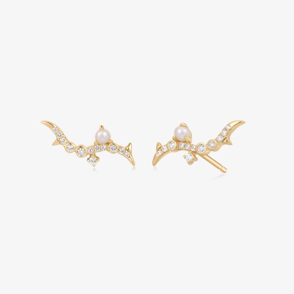 KAIA | Pearl and White Sapphire Climber Studs