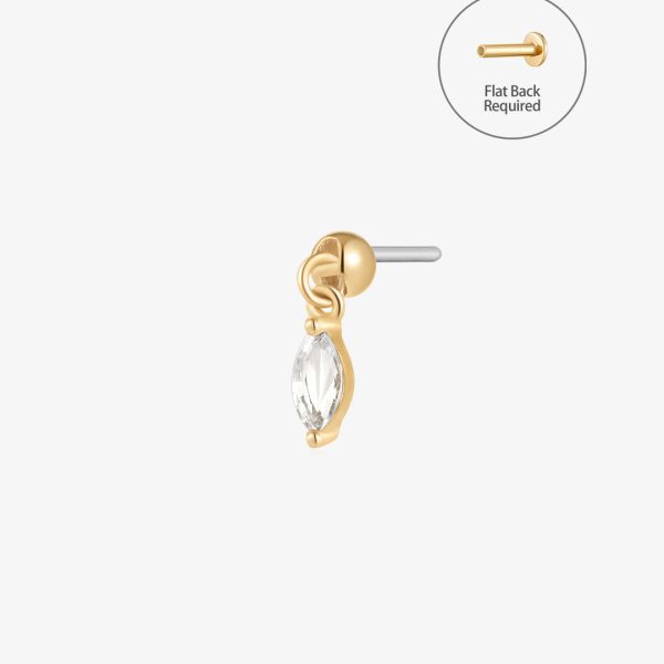 SASHA | White Sapphire Drop Threadless Flatback Earring