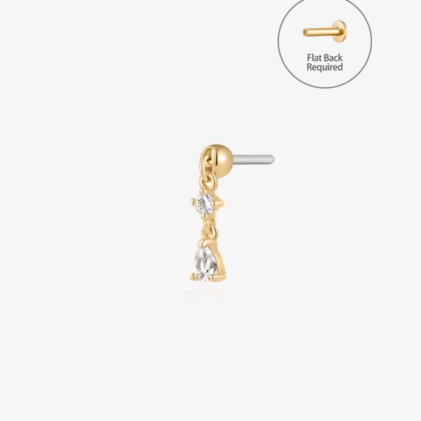 PIPER | White Sapphire Drop Threadless Flatback Earring