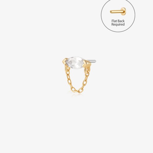 LENOX | Draped Chain and White Sapphire Threadless Flatback Earring