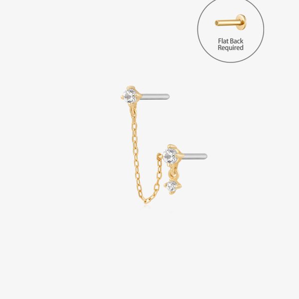 GRAMERCY | Dual White Sapphire Threadless Flatback Earring