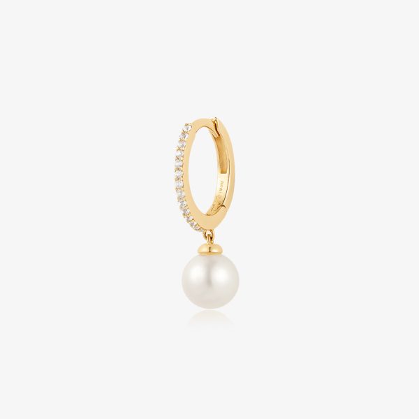 ISLA | Pearl and White Sapphire Huggie Hoop