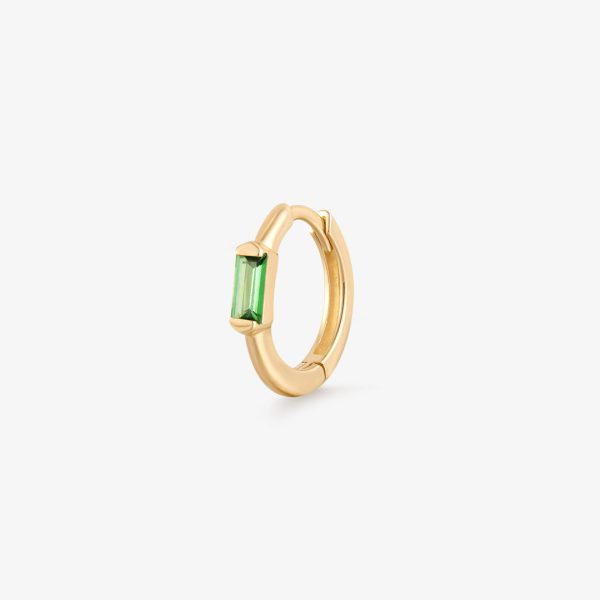 WILLOW | Single Tsavorite Baguette Huggie Hoop