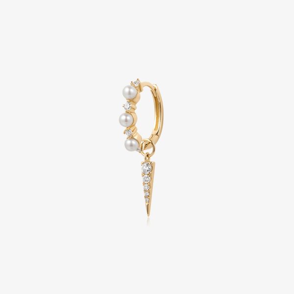 KAMRYN | Pearl Huggie with Lab Grown Diamond Charm