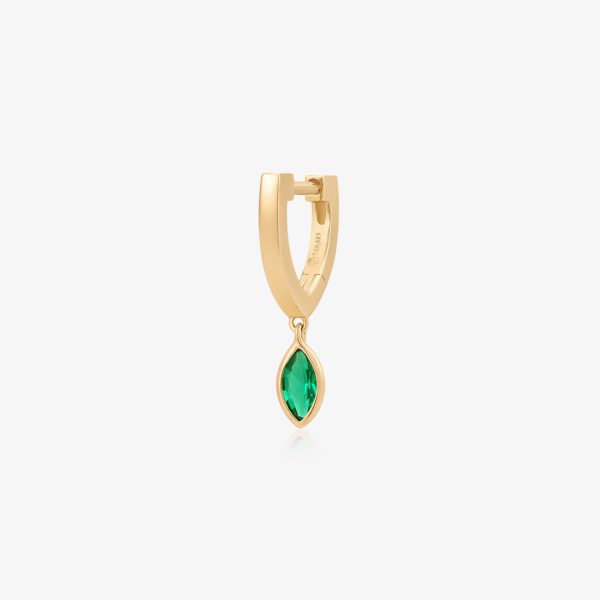 MARIGOLD | Dangle Marquise Lab Grown Emerald Huggie