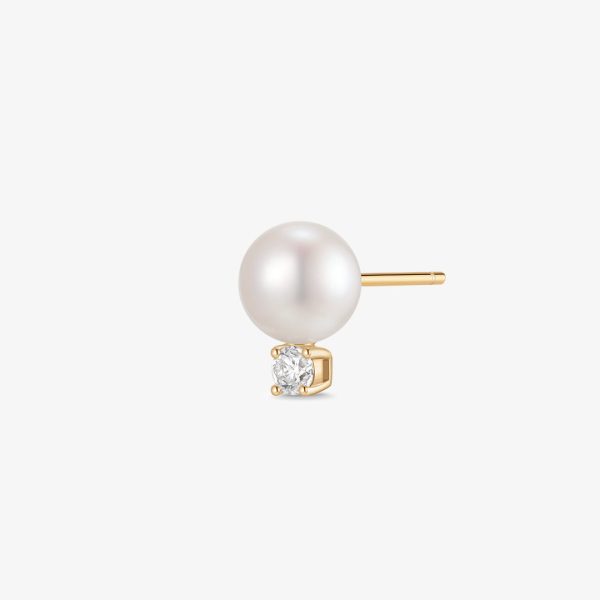 NUA | Pearl with Lab Grown Diamond Accent Single Stud Earring