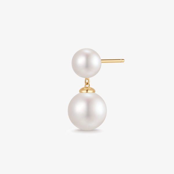 PERLINA | Double Pearl Drop Single Stud Earring