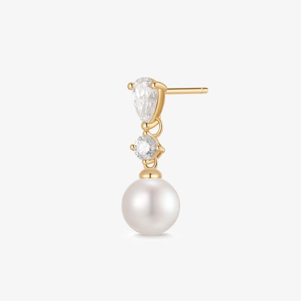 MAISON | Pearl and Lab Grown Diamond Dangling Single Stud Earring