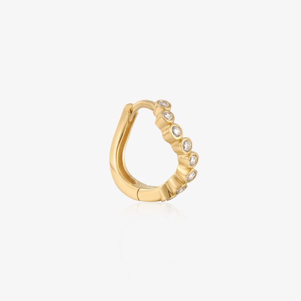 Curved Bezel Diamond Huggie Hoop