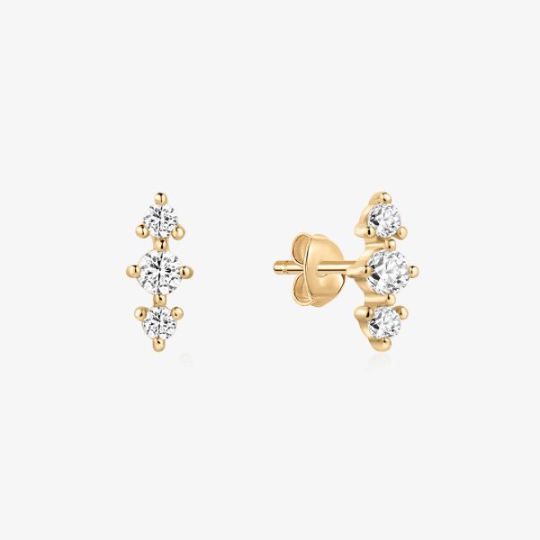 Graduated Triple Lab-Grown Diamond Bar Studs