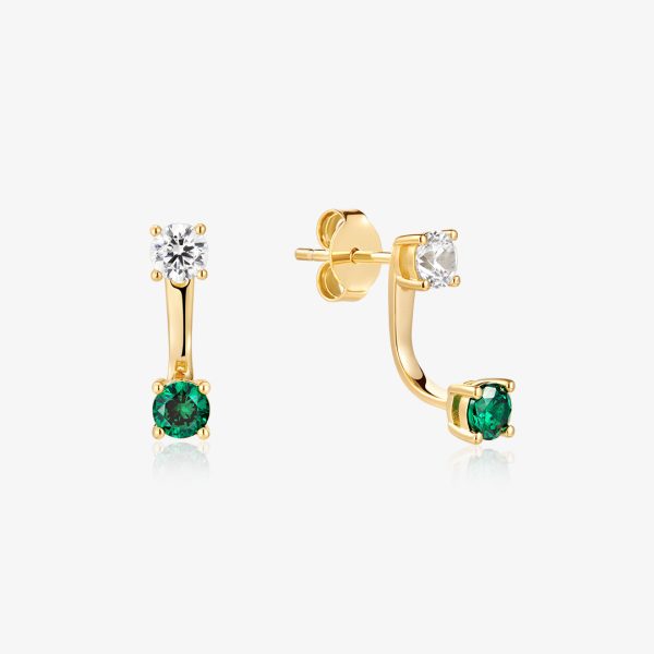 Lab Grown Emerald & Diamond Ear Jackets