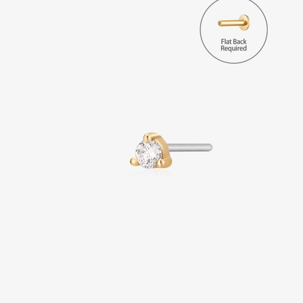 UNA | Single Diamond Mini Threadless Flatback Earring