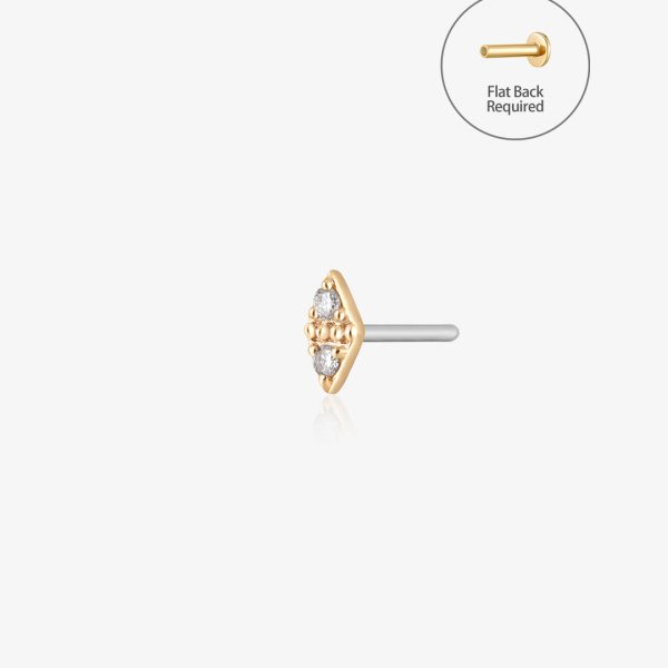 ADELE | Single Diamond Threadless Flatback Earring