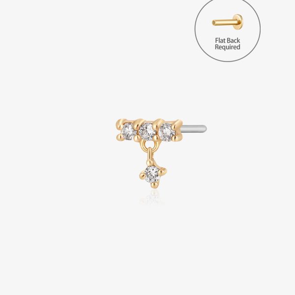 DIANA | Dangling Diamond Threadless Flatback Earring