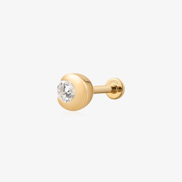 ZINNIA | Bezel Half Moon Lab Grown Diamond Threaded with Flatback