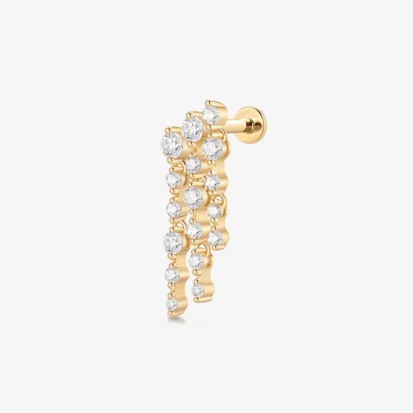 OSUPA | 3-Row Dangling Lab Grown Diamonds Threaded Flatback