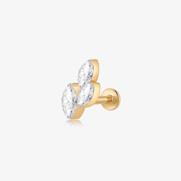 Clustered Marquise Lab Grown Diamond Flatback Stud