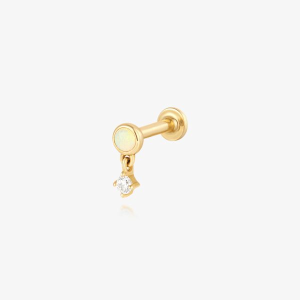Bezel Opal & Diamond Dangle Flatback Stud