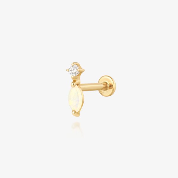 Opal & Diamond Flatback Stud