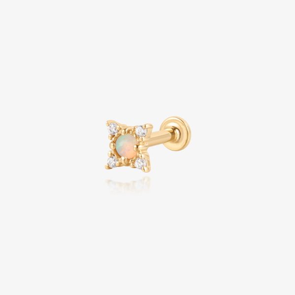 Opal & Diamond Beaded Flatback Stud