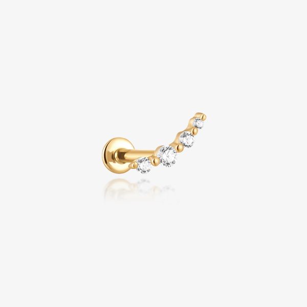 Four Diamond Curve Flatback Stud