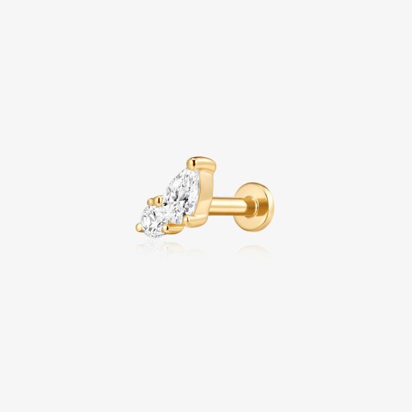 Pear and Round Lab-Grown Diamond Flatback Stud