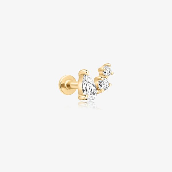 Curved Pear & Round Lab-Grown Diamond Flatback Stud