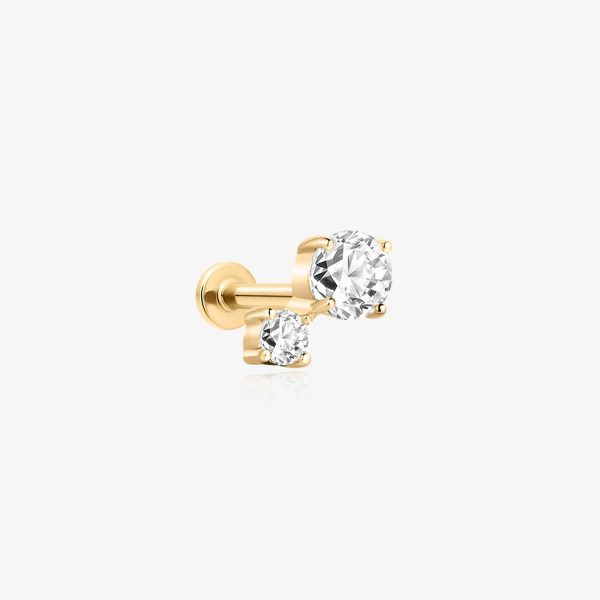 Round Duo Lab-Grown Diamond Flatback Stud