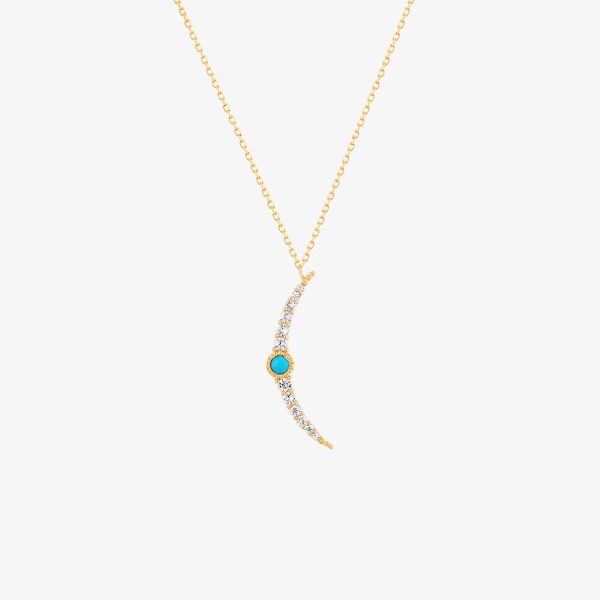 NORA | Turquoise & White Sapphire Crescent Moon Necklace
