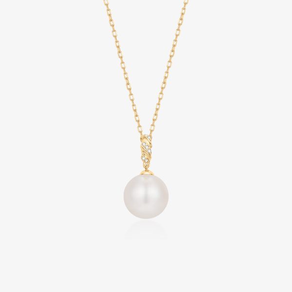 KALINDA | Pearl Necklace with Lab Grown Diamond Accent