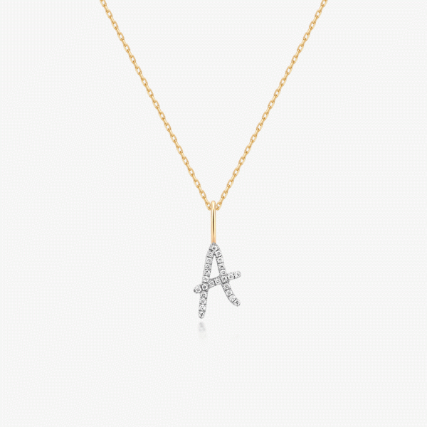Cursive Letter Pavé Diamond Necklace