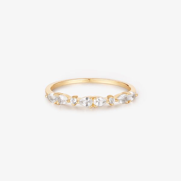 GLENNA | Pear and Round White Sapphire Half-Eternity Ring