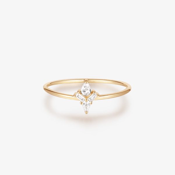 AURORA | Pear and Baguette White Sapphire Ring