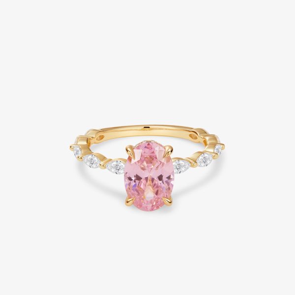 Pink Padparadscha & Marquise Lab Grown Diamond Ring (3.7 ct. tw.)
