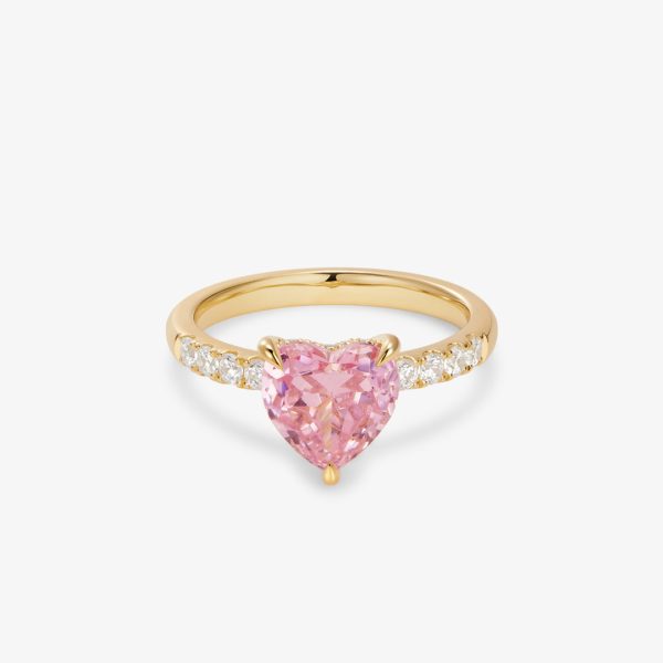 Pink Padparadscha Heart & Lab Grown Diamond Ring (1.4 ct. tw.)