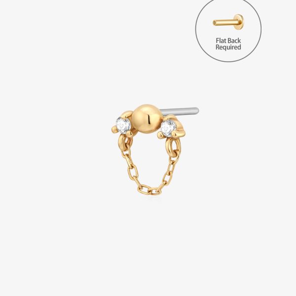 RIPLEY | Lab Grown Diamond Drop Chain Threadless Flatback Earring