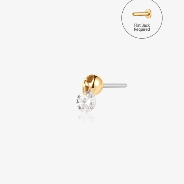 CHEVAL | Single Floating Diamond Threadless Flatback Earring
